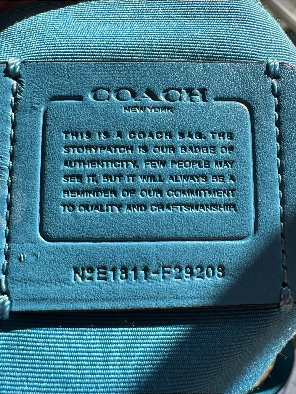 Coach Beige Signature Tote with Bright Blue Leather Trim and Matching Wallet